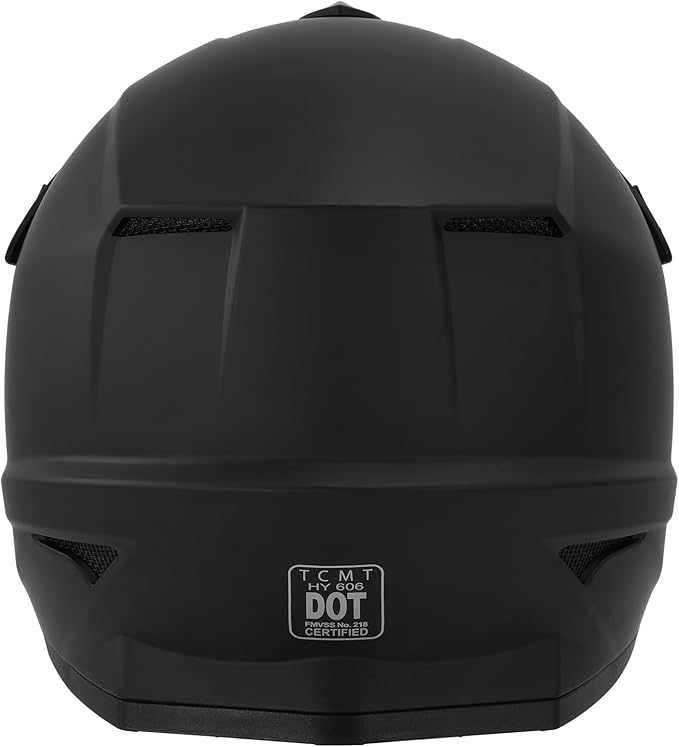 TCT-MOTORPARTS DOT Youth Kids Motocross ATV Full Face Helmets for Offroad Street Dirt Bike Go-Kart BMX MX Matte Black Medium