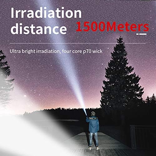 Super Bright Rechargeable Spotlight, Handheld Tactical Flashlight 4 Modes High Power Portable Waterproof LED Searchlight USB Output P90 Camping Torch for Outdoor (P90-Large Size)