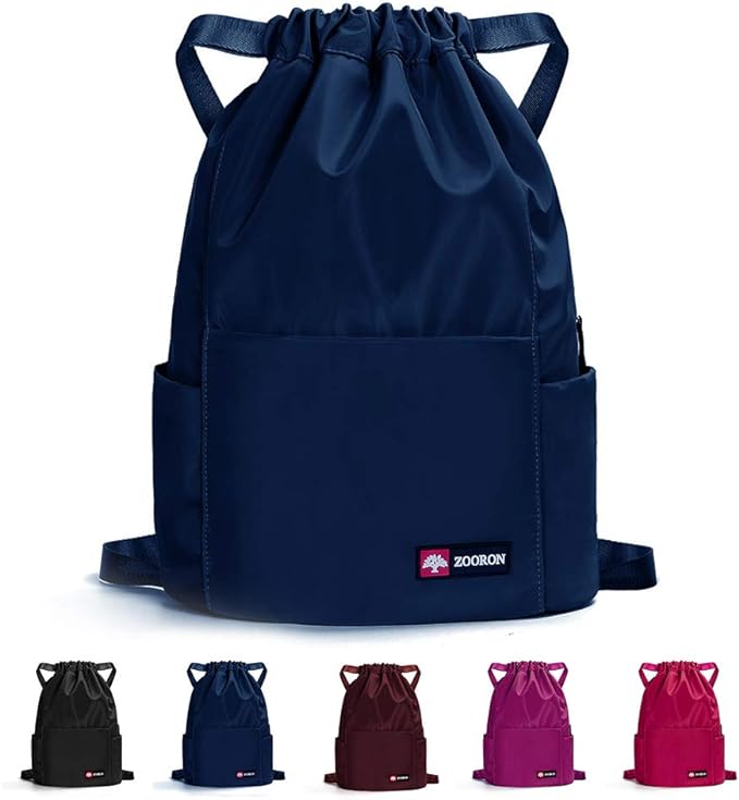 ZOORON Waterproof Drawstring Gym Backpack Bag for Men & Women, Sport Gym Sack Mini Travel Daypack