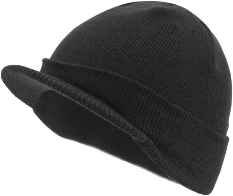 The Vintage Year Plain Sports Visor Billed Knit Radar Cuff Beanie