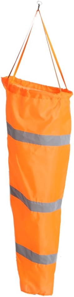 Zerodis Orange Outdoor Airport Windsock Rip-Stop Wind Measurement Sock Bag with Reflective Belt(100cm)