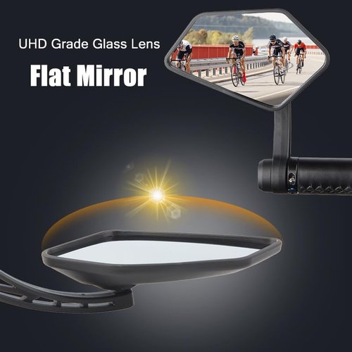 DRCKHROS 1 Pair Bike Mirror Handlebar end Mount Bicycle Mirrors E-Bike Mirrors, HD Glass Convex Mirror, Rotatable And Adjustable Wide Angle Rear View Shockproof Mirrors,Safe Cycling Bike Accessories.