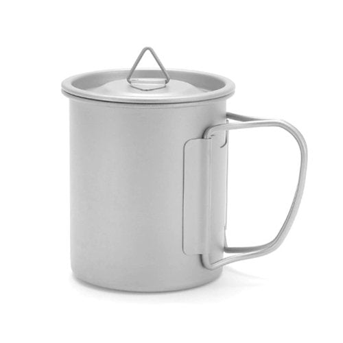 MAXCOOK Titanium Camping Mug 300ml/10.1oz Lightweight Titanium Pot with Lid Foldable Handle Tea Cup Coffee for Outdoor Backpacking Hiking Traveling Picnic