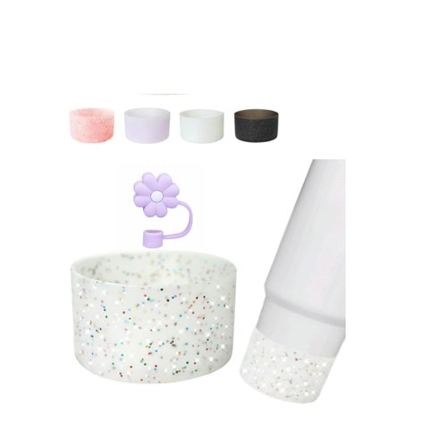 Glitter Silicone Boot for Stanley Cup 30/40oz Tumbler,Silicone Cup Protective Boot for Stanley 12-24oz Hydro Flask Bottle, 2.95In / 7.5cm Non-Slip Stanley Cup Silicone Bottom Recreation Accessories