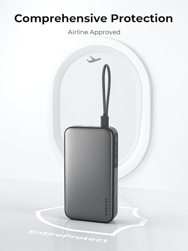 Portable Charger 20000mAh, 100W PD Fast Charging Power Bank with Built-in USB C Cable Smart Digital Display Laptop Battery Pack for MacBook, iPad, iPhone, Samsung, Steam Deck and More