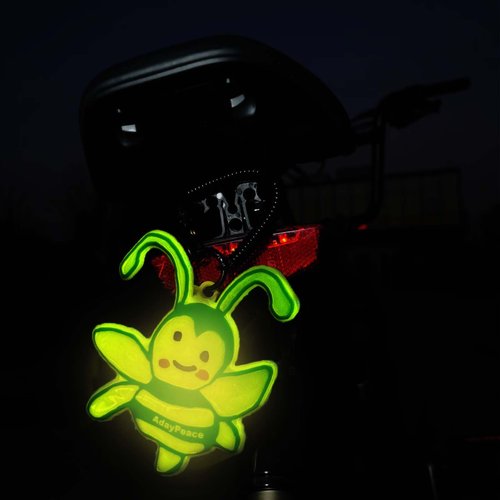 AdayPeace Safety Reflector Fun,Glow Bee-Fun-to-Wear,Ultra Bright,Glow in the Dark Carabiner,Night Reflective Keychain,Safety Keychain,Lightning Bee Keychain Hanging Rings for Kids,Bags,Backpack-Made in Green(green)