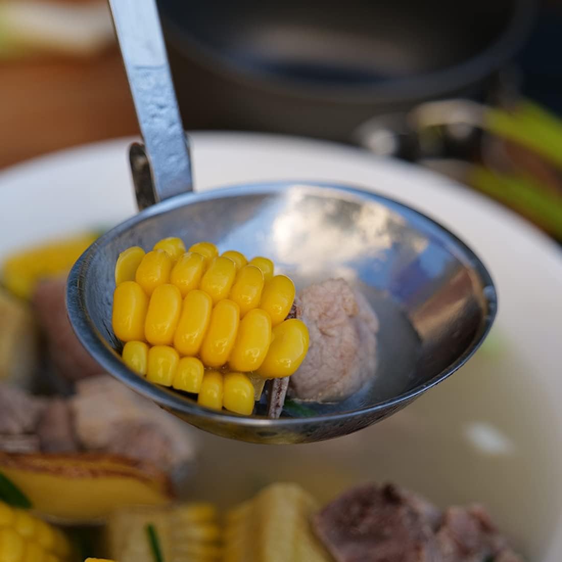 Portable Stainless Steel Outdoor Tableware Camping Folding Spoon Soup Ladle Cooking Utensils