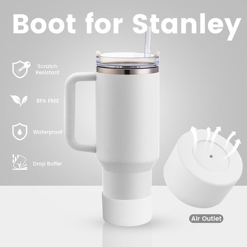 Stanley 8PCS Cup Accessories for 40oz & 30oz Tumbler with Handle, Including Silicone Straw Topper, Water Bottle Strap, Boot, Keychain Charms (White)