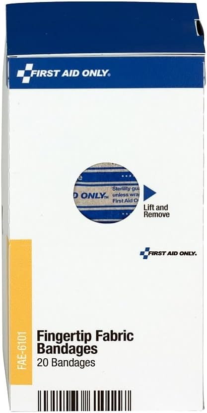 First Aid Only FAE-6101 SmartCompliance Refill Fabric Fingertip Bandages, 20 Count