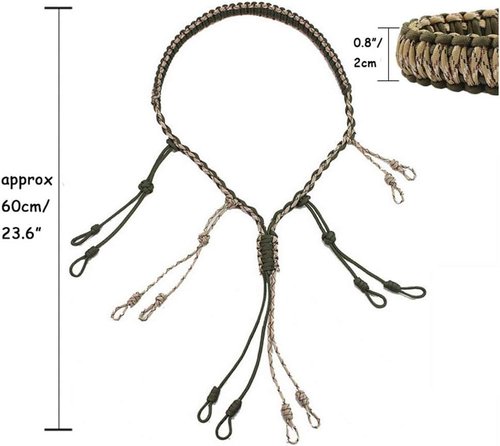 Duck Call Lanyard Hunting Goose Calls with Adjustable Loops Outdoor Predator Gear for Pheasant Waterfowl Hand Braided Necklace