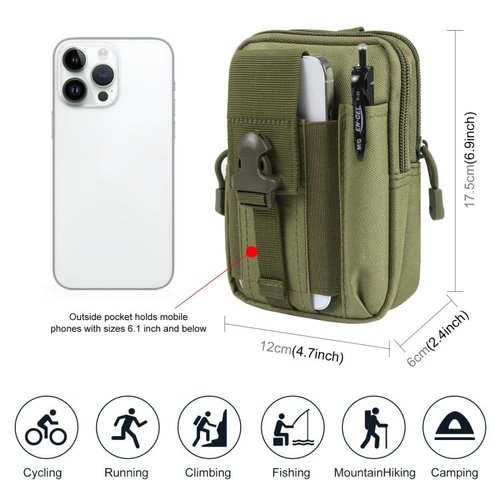 Tactical Molle EDC Waist Pouch Compact Bag, Multi-Purpose Utility Tactical Pouch Belt Cell Phone Holder for Workout Hiking Camping Outdoor Tear