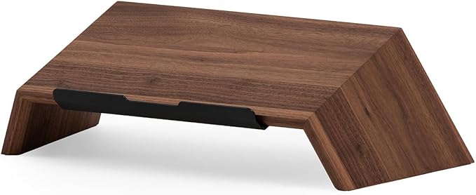 Oakywood Wooden Slanted Laptop Stand - Ergonomic Riser & Holder for 13-14" Laptops - Convenient Desk Stand Wood - 45x22x14cm - Walnut