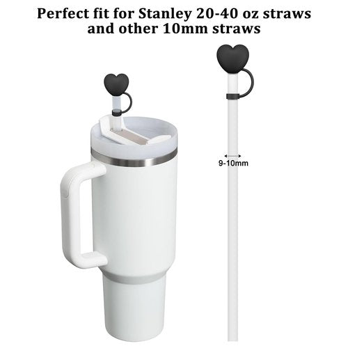 Straw Cover Cap for Stanley Cup 20-40oz Tumblers Accessories,Cute Silicone Straw Topper Reusable 4-6 Pcs,Compatible with Simple Modern,Yeti,Hydroflask and other 8-10mm Straws (Heart-4pcs)