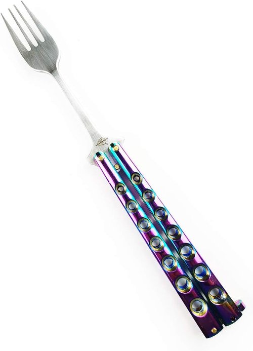 Butterfly Fork and Spoon Set for Hunting, Camping and Hiking Purposes. (Rainbow)
