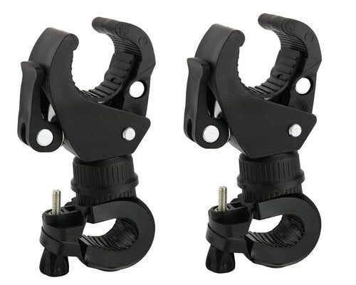 fixinus 2 Pack Bicycle Flashlight Mount - 360 Degree Rotating Bike Light Mount, Universal Torch Clip for Mountain Bike and Bicycle LED Light, Camera, GPS