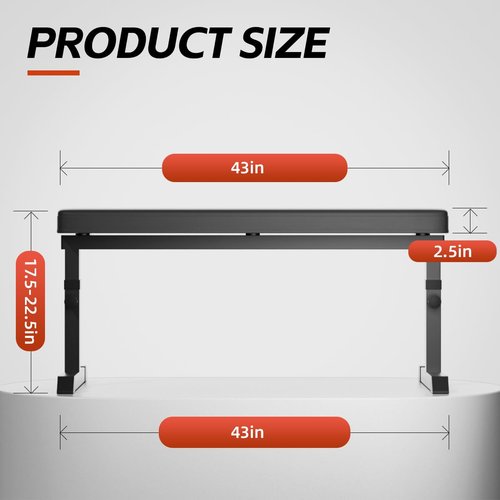 WECENI Black Flat weight Bench, Bench workout, Easy Assembly for Training Bench Press with adjustable height, 600LBS gym bench for Full Body Workout and home workout, 4 Adjustable Heights Heavyy Bench,