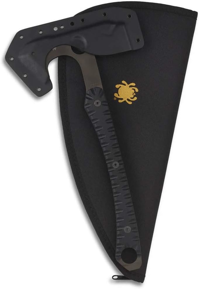 Spyderco Warrior Hawk Utility Tomahawk with Tough D2 Steel Head and 13.68" G-10 Scaled Handle - Includes Custom-Molded Boltaron Sheath and Padded Zipper Pouch - H03