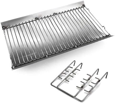 Hongso 27 Inches Ash Pan Fits Chargriller 1224, 1324, 2121, 2222, 2727, 2828, 2929 Charcoal Grills, Charbroil 17302056 Grill Repair Replacement Part with Fire Grate Hanger