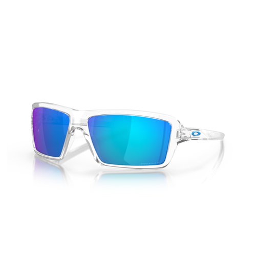 OAKLEY Cables OO9129 912905 63MM Polished Clear/Prizm Sapphire Polarized Rectangular Sunglasses for Men+ Bundle Accessory Leash Kit, Microfiber Pouch