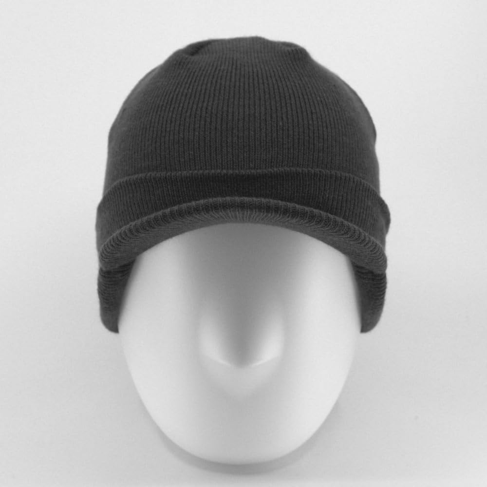 The Vintage Year Plain Sports Visor Billed Knit Radar Cuff Beanie