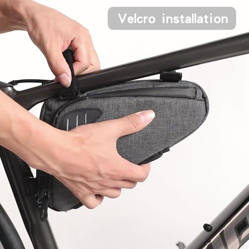 Takelablaze Bike Bag Bike Frame Bag Reflective Bicycle Frame Storage Bag Water-Resistant Bike Triangle Pouch Cycling Bike Accessories, Grey