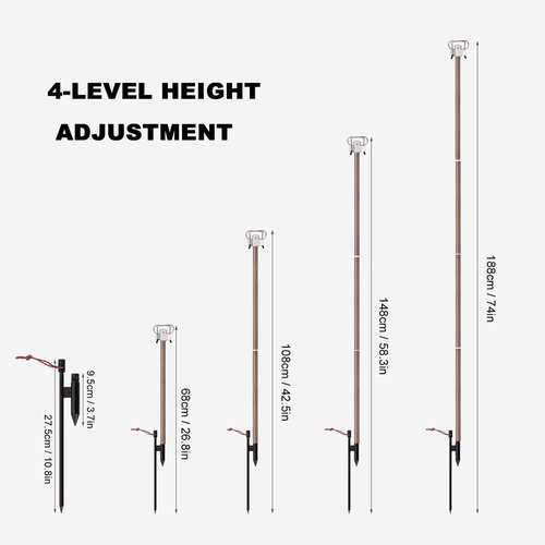 HXBER Portable Camping Folding Lamp Pole Lightweight Collapsible Aluminum Lantern Stand Outdoor Light Hanger Holder Stick for Camping Hiking Fishing Garden BBQ