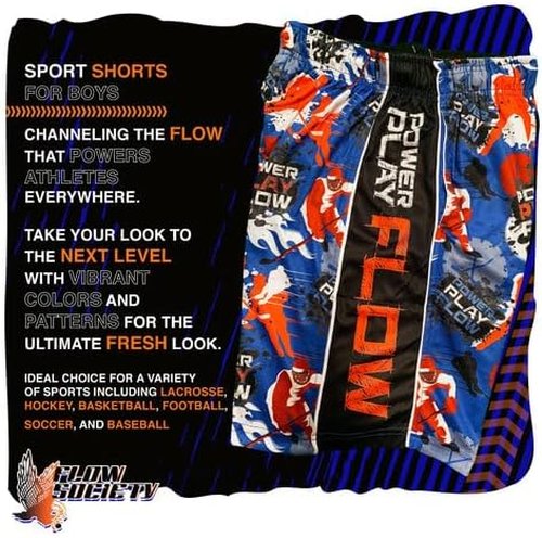 Flow Society Boys' Big Power Play Hockey Shorts - Boys Shorts - Gym Shorts