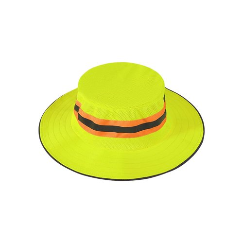 High Visibility Reflective Sun Hat Mesh Work Safety Boonie Hat UPF50+ Wide Brim Bucket Cap for Outdoor Hiking Men Women