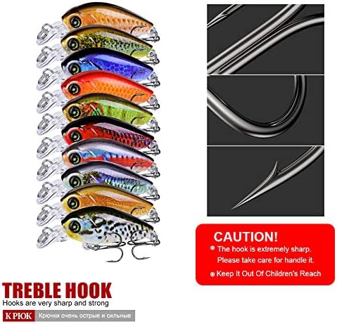 Mini Crankbait Fishing Lures Kits Swimbait Wobbler Hard Baits for Bass Trout Pike Freshwater and Saltwater 10pc-20pc/pack