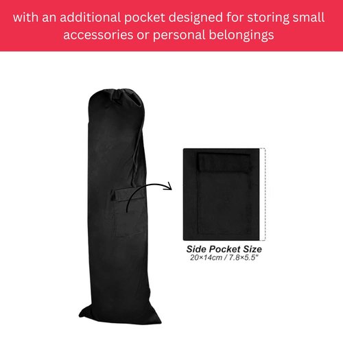Heavy Duty Camping Chair Replacement Bag with Side Pocket, Camp Cover Bags for Carrying Folding Chairs - 48 X 11 Inches, Durable 600D Oxford Fabric, Extra Wide Mouth, Adjustable Strap (Black)