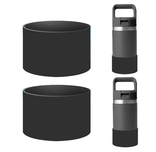 UWSTE 2Pack Silicone Boot for YETI Rambler Jr 12oz and 18oz Bottle, Anti-Slip Sleeve Bottom Protector Accessories for YETI Rambler 12/18oz, BPA Free Silicone (Black)