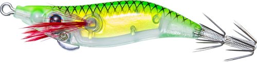 Yo-Zuri Mini Aurora Squid Jig, Floating, 2 Inch, 48mm, #1, Luminous Green