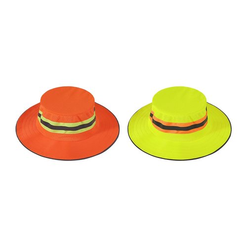 High Visibility Reflective Sun Hat Mesh Work Safety Boonie Hat UPF50+ Wide Brim Bucket Cap for Outdoor Hiking Men Women