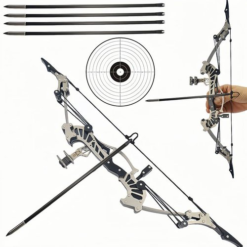 16" Compound Bow and Arrow Set 16lbs, Right/Left Handed for Target Shooting Hunting Games Archery Bow Set Gift