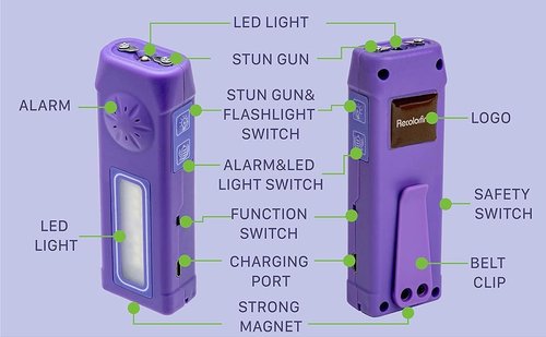 mini Stun Gun with Tactical Flashlight & 120db for Men & Women