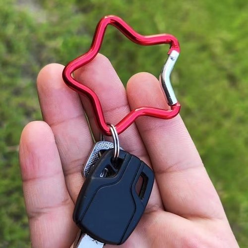 2Pcs Light Pink Carabiner Clip, Star Shaped Climbing Buckle, Aluminum Alloy Heavy Duty Keyring Hook for Camping Fishing Hiking Traveling Accessory and Keychain Carabiners, Car Keychain