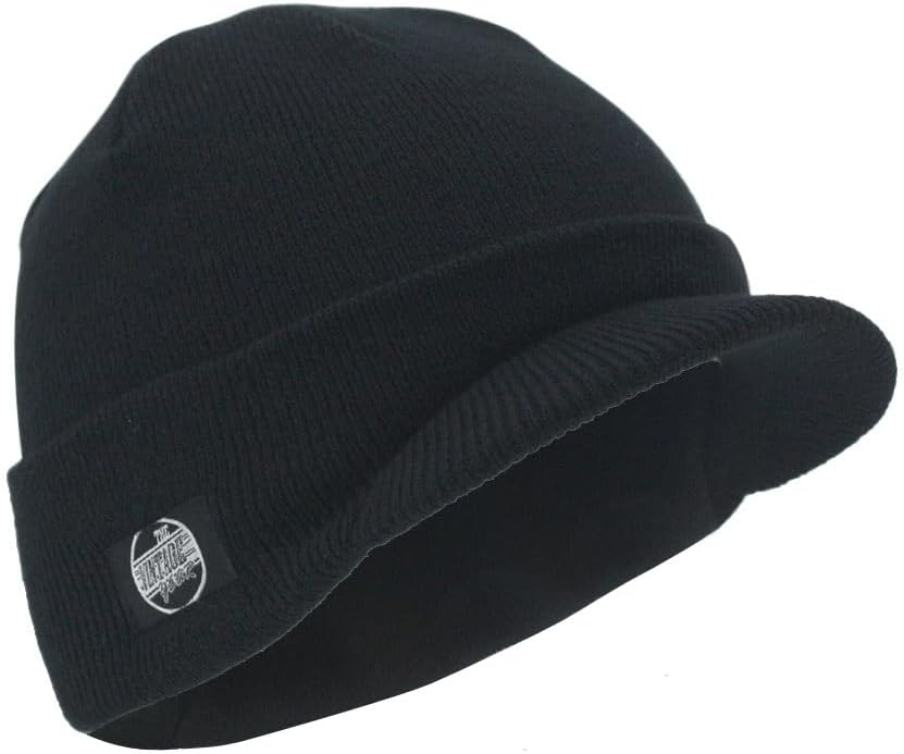 The Vintage Year Plain Sports Visor Billed Knit Radar Cuff Beanie