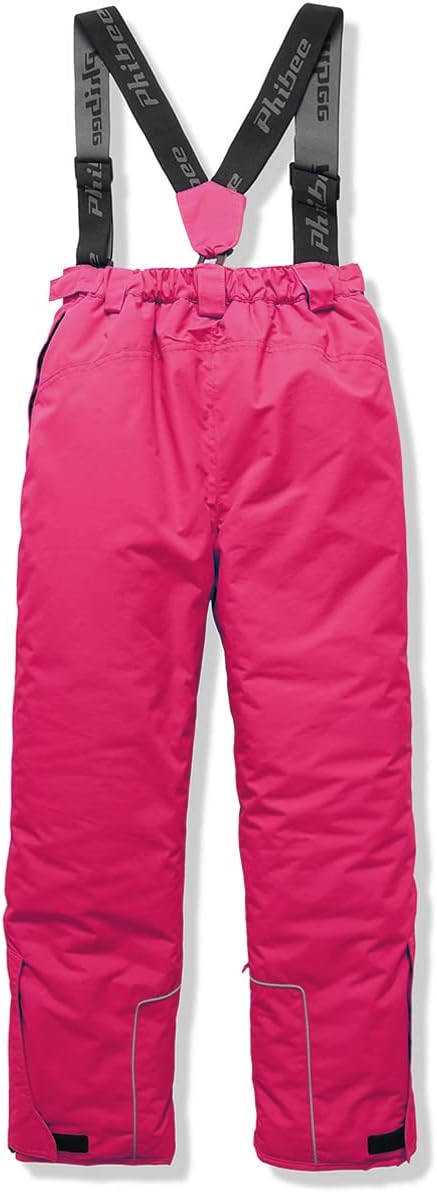 PHIBEE Girls' Waterproof Windproof Breathable Polyester Snow Ski Pants