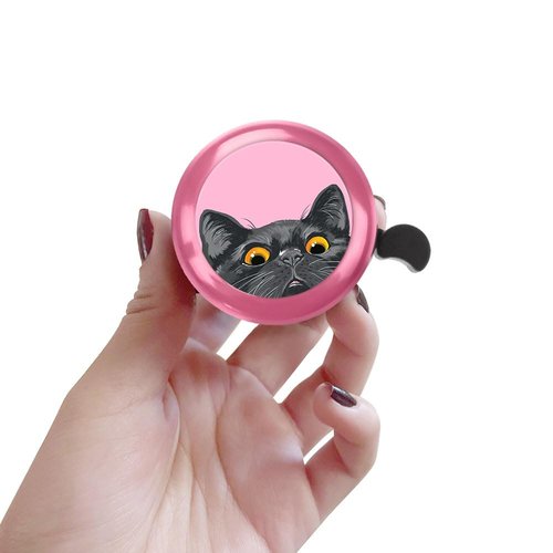 WIRESTER Pink Aluminum Round Bike Bell, Classic Ring Bicycle Bell, Bike Accessories Bell Ring for Adults Kids Girls Boys - Black Bombay Kitten Cat