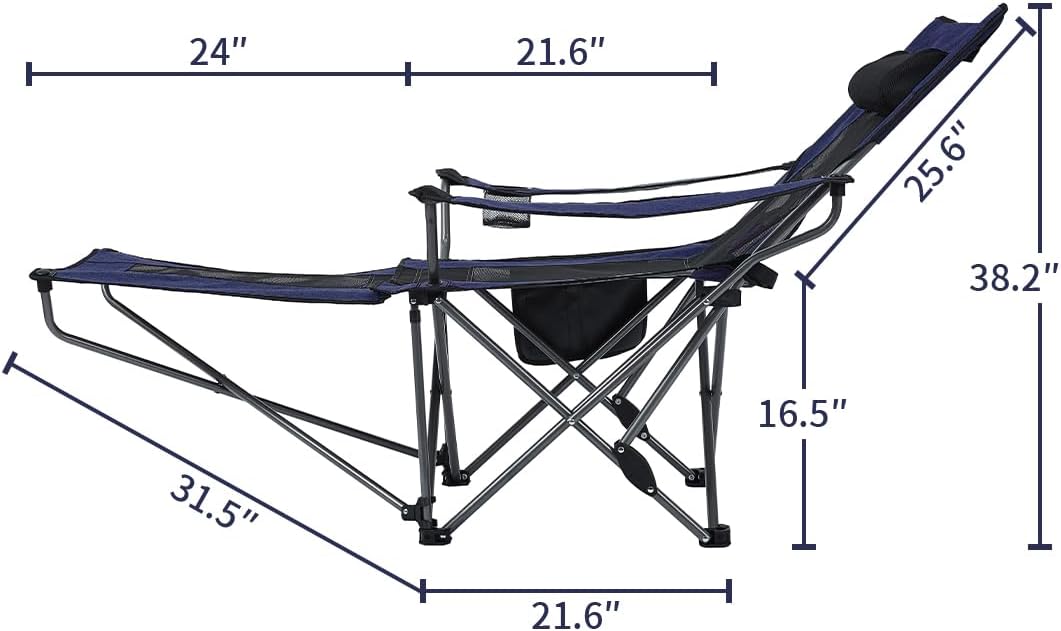OUTDOOR LIVING SUNTIME Camping Folding Portable Mesh Chair with Removabel Footrest