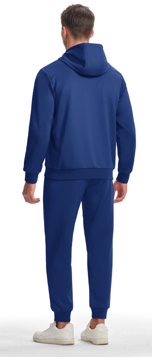 Rdruko Men's Track Suits 2 Piece Hoodie and Sweatpants Set for Men Jogger Workout Athletic Sweatsuit Tracksuits(Sapphire Blue, US L)