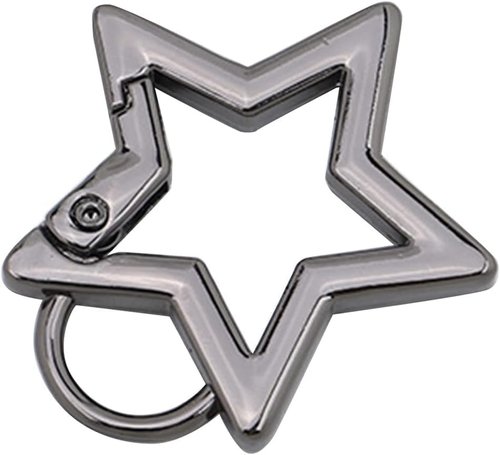 2Pcs Dark Gray Star Shaped Stainless Steel Keychain Snap Hook Holder Star Carabiner Hook Clip Key Holder Carabiner Clip for Keys and Wallet with Key Car Accessories