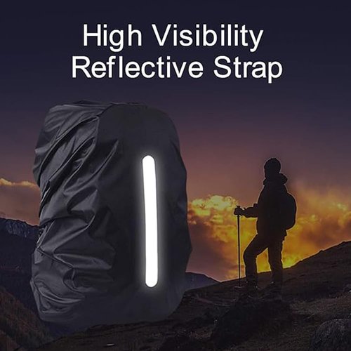 LHatrance 2Pcs Waterproof Rain Cover for Backpack, Reflective Rainproof Protector for Anti-dust and Anti-Theft for Outdoor, Cycling, Camping, Hiking, Black (Large (40-50L))