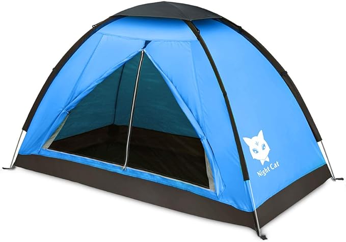Night Cat Backpacking Tent for One 1 to 2 Persons Lightweight Waterproof Camping Hiking Tent for Adults Kids Scouts Easy Setup Single Layer 2.2x1.2m