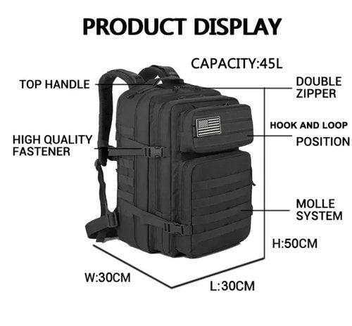 Fifarise 900D Oxford Military Tactical Backpack Molle Army Assault,3 days pack bug out Bag for Photographer,Hicking,Treeking,Travel (Black CP)