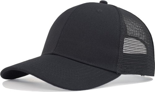 TSSGBL Small Size Snapback Mesh Baseball Trucker Hat Basic No-Logo Plain Blank Adjustable Summer Work Ball Cap for Women Men Black