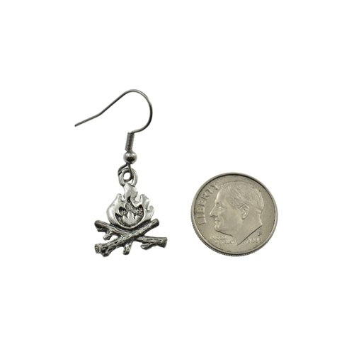 Campfire Earrings in Silver Pewter. Gift for Camper. Camping Gifts. Camping Jewelry. Hiking Gifts Mountain Gifts