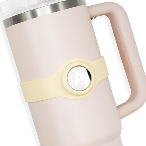 Stanley Customizable Name Ring Silicone Sleeve with A-Z Metal Circular Decoration for Stanley 40oz Tumbler Accessories White