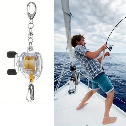 Ximimark 1 pcs Compact Retractable Fishing Reel Keychain – Durable, Portable Key Holder & Stylish Angler’s Accessory