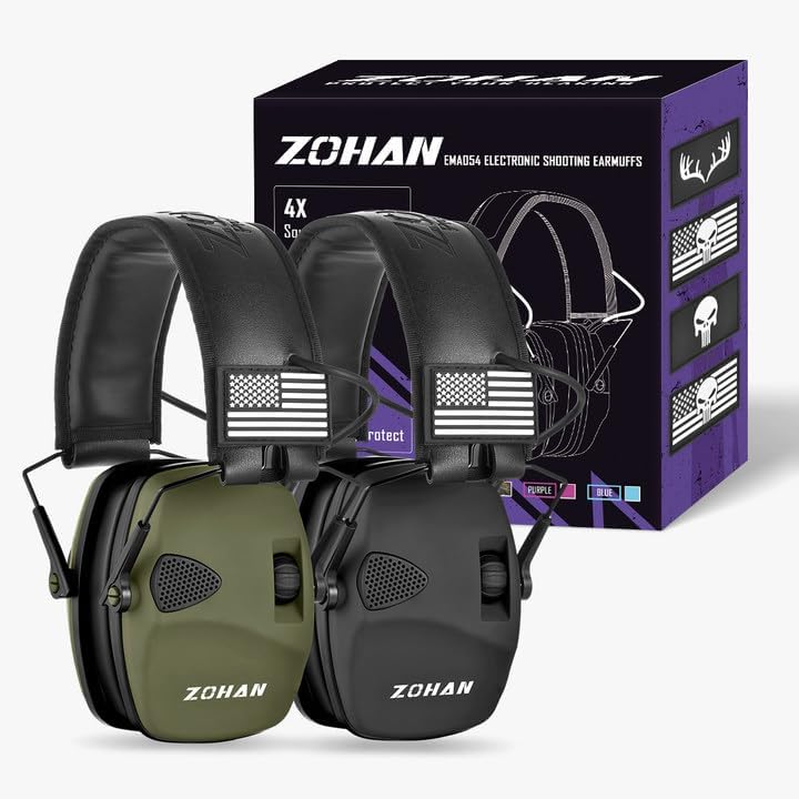 ZOHAN EM054 Electronic Shooting Ear Protection with Sound Amplification, Slim Active Noise Reduction Earmuffs for Gun Range